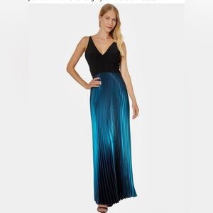 Betsy & Adam with Swarovski crystals on strap. Black and Blue Maxi Dress nwot.